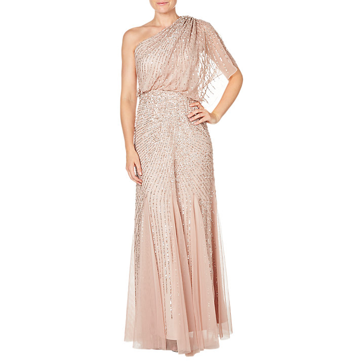 Adrianna Papell One Shoulder Beaded Blouson Gown